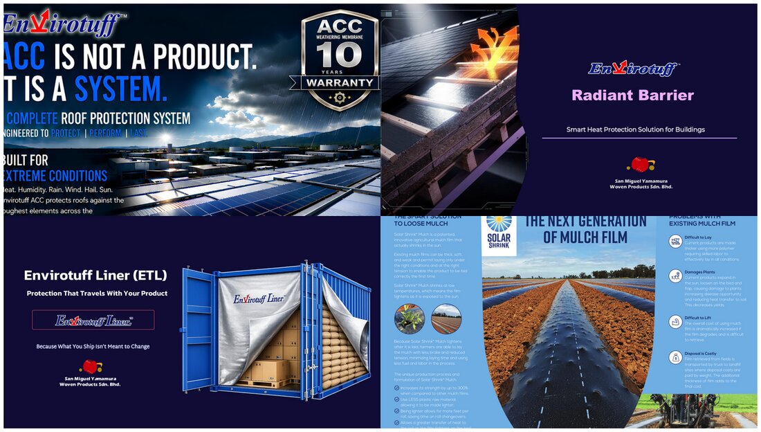 The TerraShield product portfolio — EnviroTuff ACC, Radiant Barrier, Liner and Solar Shrink